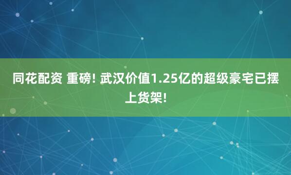 同花配资 重磅! 武汉价值1.25亿的超级豪宅已摆上货架!