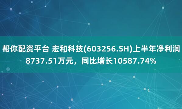 帮你配资平台 宏和科技(603256.SH)上半年净利润8737.51万元，同比增长10587.74%